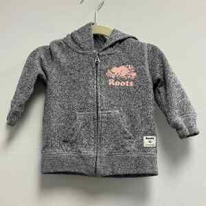 Baby Roots Full Zip Gray Hoodie Sz 3-6M